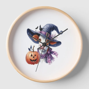 Halloween Cow with Fall Clock