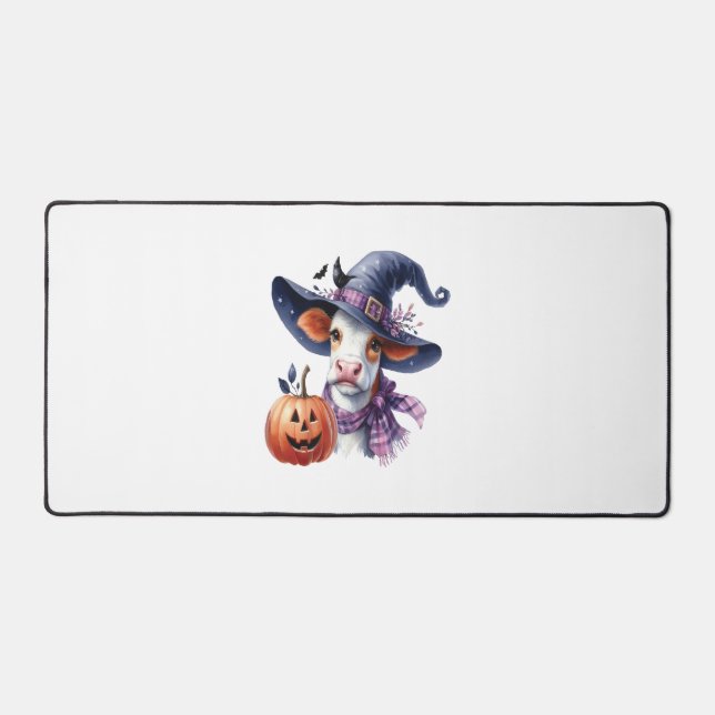 Halloween Cow with Fall Desk Mat (Front)