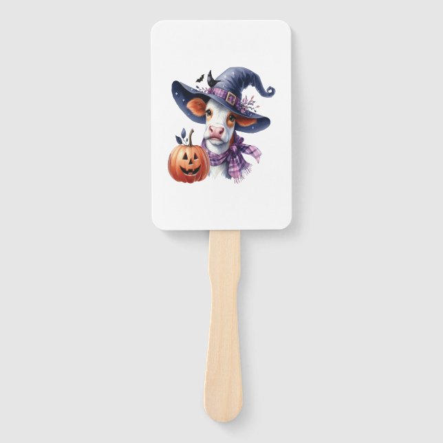 Halloween Cow with Fall Hand Fan (Front)