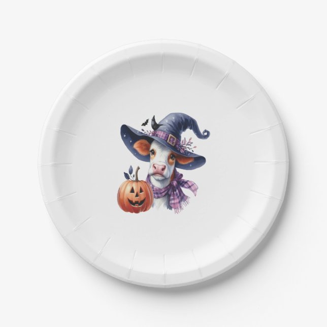 Halloween Cow with Fall Paper Plate (Front)