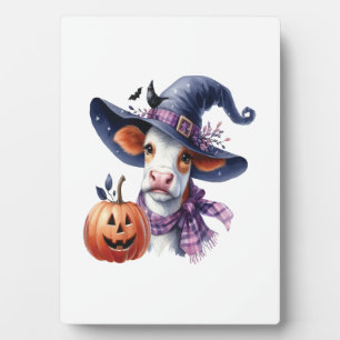 Halloween Cow with Fall Plaque