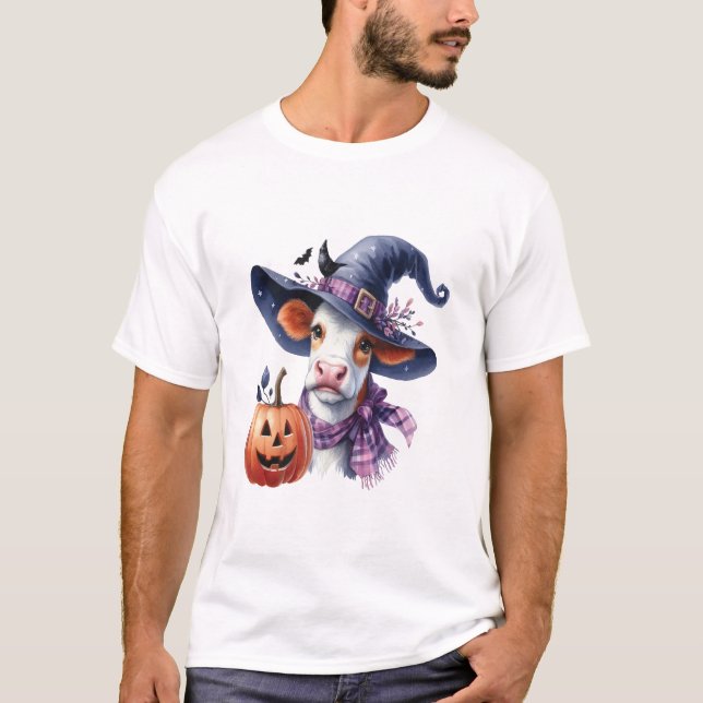 Halloween Cow with Fall T-Shirt (Front)