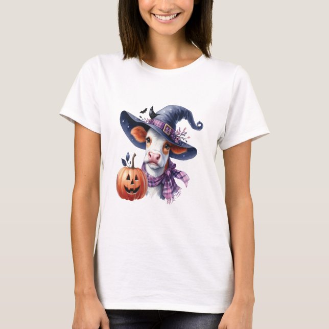 Halloween Cow with Fall T-Shirt (Front)
