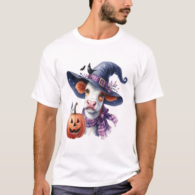 Halloween Cow with Fall T-Shirt (Front)