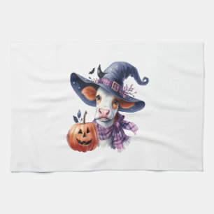 Halloween Cow with Fall Tea Towel