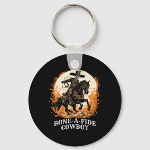 Halloween Cowboy Spooky Skeleton Rodeo Horse  Key Ring