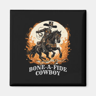 Halloween Cowboy Spooky Skeleton Rodeo Horse Magnet