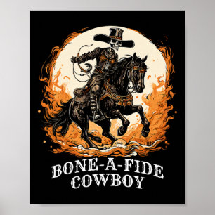 Halloween Cowboy Spooky Skeleton Rodeo Horse Poster