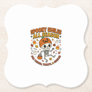 Halloween Cozy Skeleton Celebration Paper Coaster