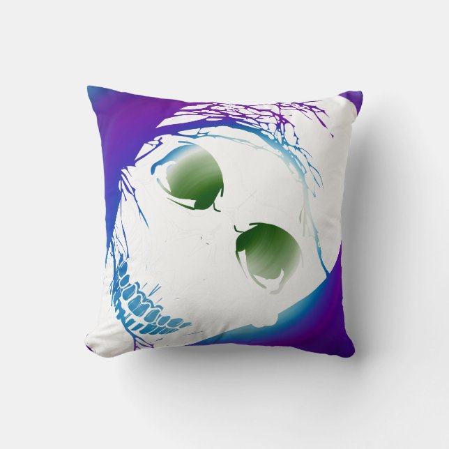 Halloween Cracked Skull with Magic Colours 2 Cushion (Front)