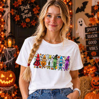 Halloween Crayon Teacher Shirt Cute Spooky Teacher