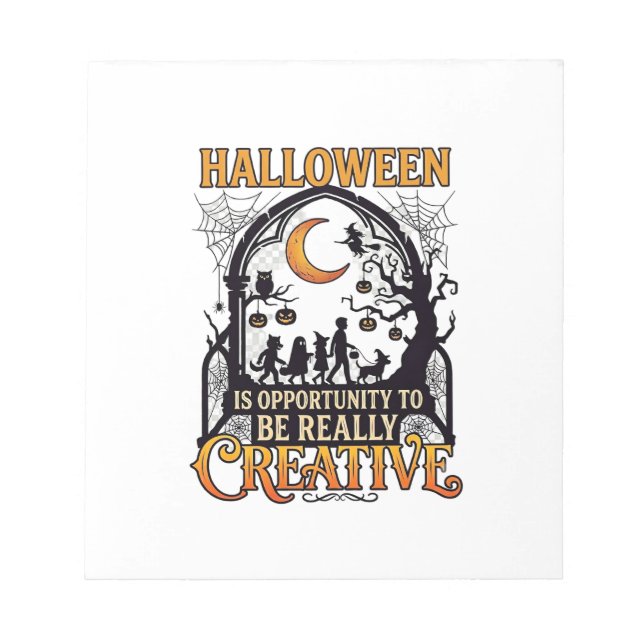 Halloween Creative Kids Silhouette Crescent Moon W Notepad (Front)