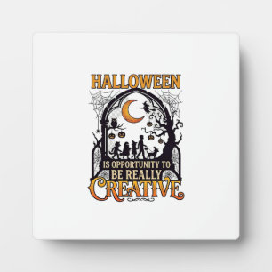 Halloween Creative Kids Silhouette Crescent Moon W Plaque
