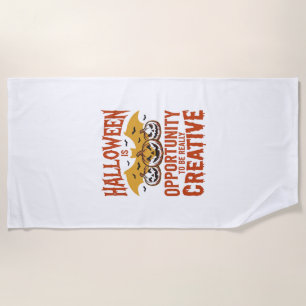 Halloween Creative Pumpkin Bat Vintage Vector Desi Beach Towel