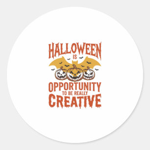 Halloween Creative Pumpkin Bat Vintage Vector Desi Classic Round Sticker