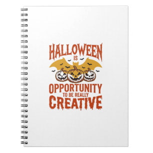Halloween Creative Pumpkin Bat Vintage Vector Desi Notebook