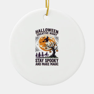 Halloween Creative Shirt Vintage Spooky Moon Art_1 Ceramic Ornament