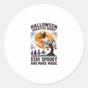 Halloween Creative Shirt Vintage Spooky Moon Art_1 Classic Round Sticker