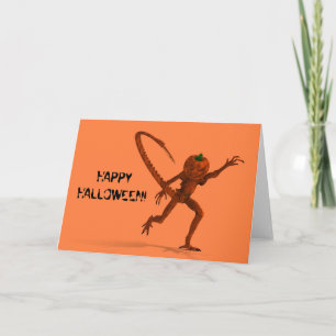 Halloween Creature From Galaxy Pumpkin Card