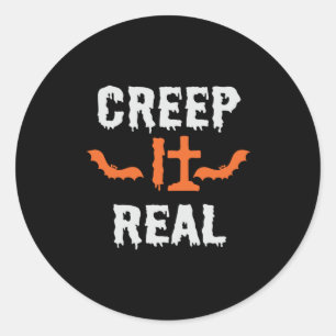 Halloween Creep It Real Funny Bat Birthday Classic Round Sticker