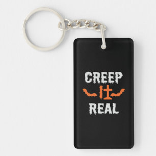Halloween Creep It Real Funny Bat Birthday Key Ring
