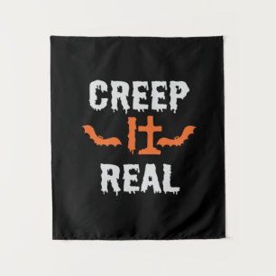 Halloween Creep It Real Funny Bat Birthday Tapestry