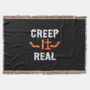 Halloween Creep It Real Funny Bat Birthday Throw Blanket
