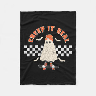 Halloween Creep It Real Ghost Boy Fall Season Skat Fleece Blanket