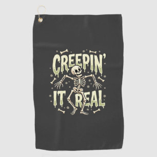 Halloween Creepin It Real Dancing Skeleton Design Golf Towel