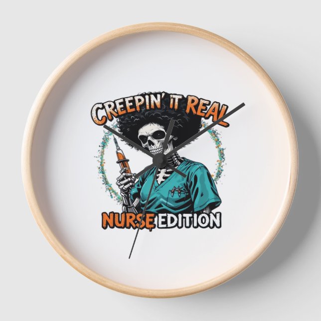 Halloween Creepin It Real! Nurse Edition Classic T Clock (Front)