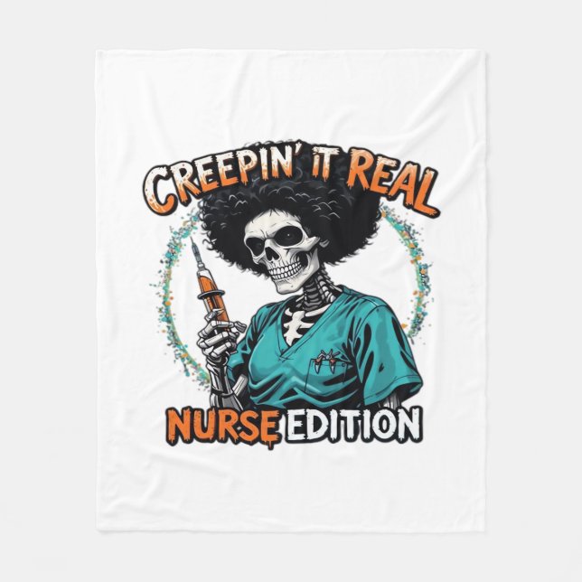 Halloween Creepin It Real! Nurse Edition Classic T Fleece Blanket (Front)