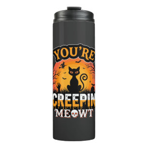 Halloween Creepin Meowt Black Cat Witch Design Thermal Tumbler