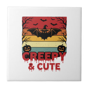 Halloween Creepy and Cute Vintage Bat Ceramic Tile