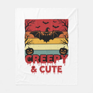 Halloween Creepy and Cute Vintage Bat Fleece Blanket