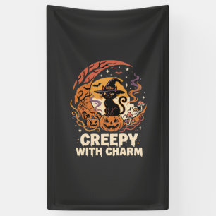 Halloween Creepy Charm Cat Banner