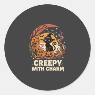 Halloween Creepy Charm Cat Classic Round Sticker