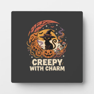 Halloween Creepy Charm Cat Plaque