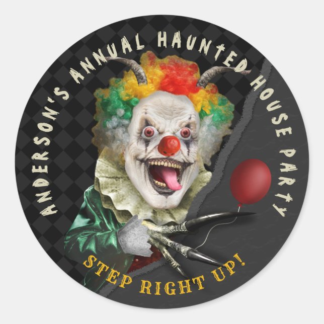 Halloween Creepy Clown Adult Scary Circus Party Classic Round Sticker (Front)
