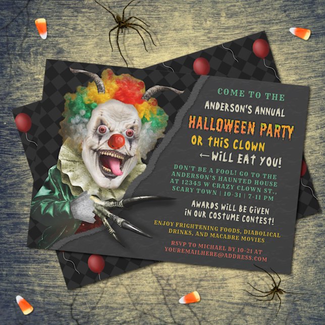 Halloween Creepy Clown Funny Adult Scary Party Invitation (Creator Uploaded)