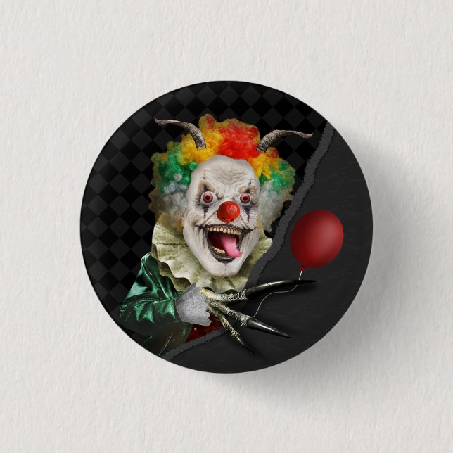 Halloween Creepy Clown Scary Face and Claw Horror 3 Cm Round Badge (Front)