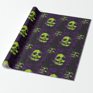 Halloween Creepy Clown Spooky Season Purple Wrapping Paper