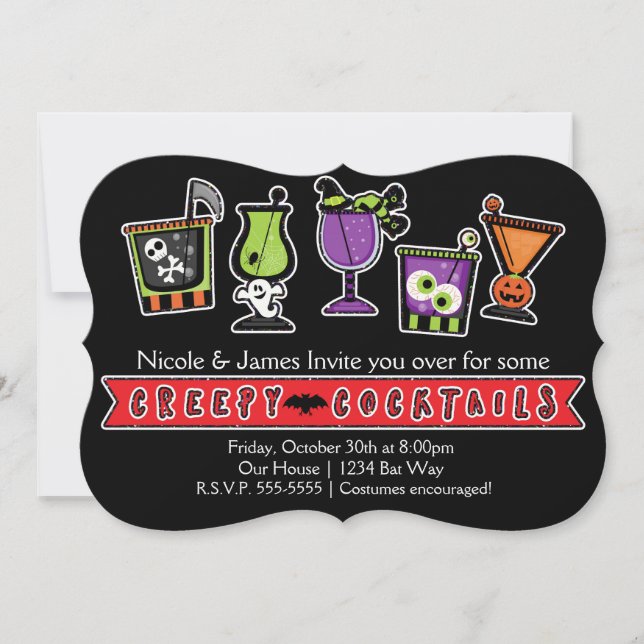 Halloween CREEPY COCKTAILS Party Invitations (Front)