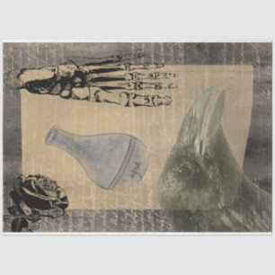 Halloween Creepy Crow Vintage Ephemera Tissue Paper