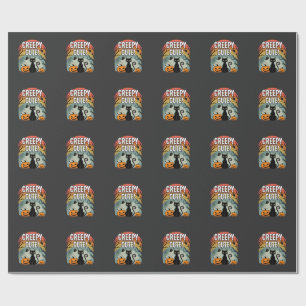 Halloween Creepy Cute Black Cat Pumpkin Design Wrapping Paper