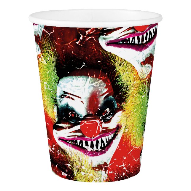 halloween creepy evil horror clown collage paper cup (Front)