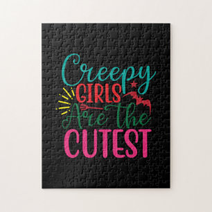 Halloween Creepy Girls Are The Cutest Birthday Jigsaw Puzzle