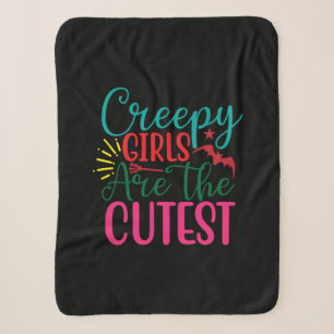 Halloween Creepy Girls Are The Cutest Birthday Sherpa Blanket