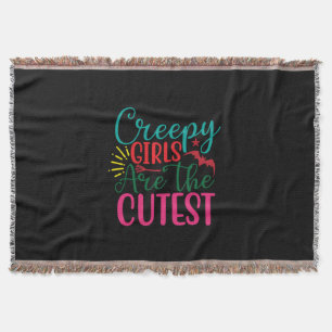 Halloween Creepy Girls Are The Cutest Birthday Throw Blanket