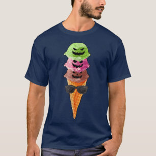 Halloween Creepy Ice Cream, Jack O Lantern Face Cr T-Shirt