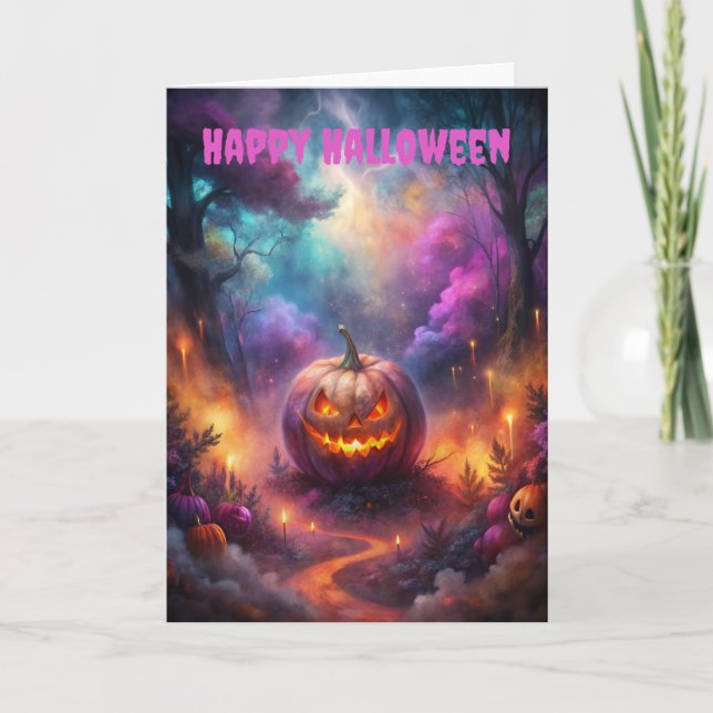 Halloween Creepy Jack O Lantern Holiday Card (Front)